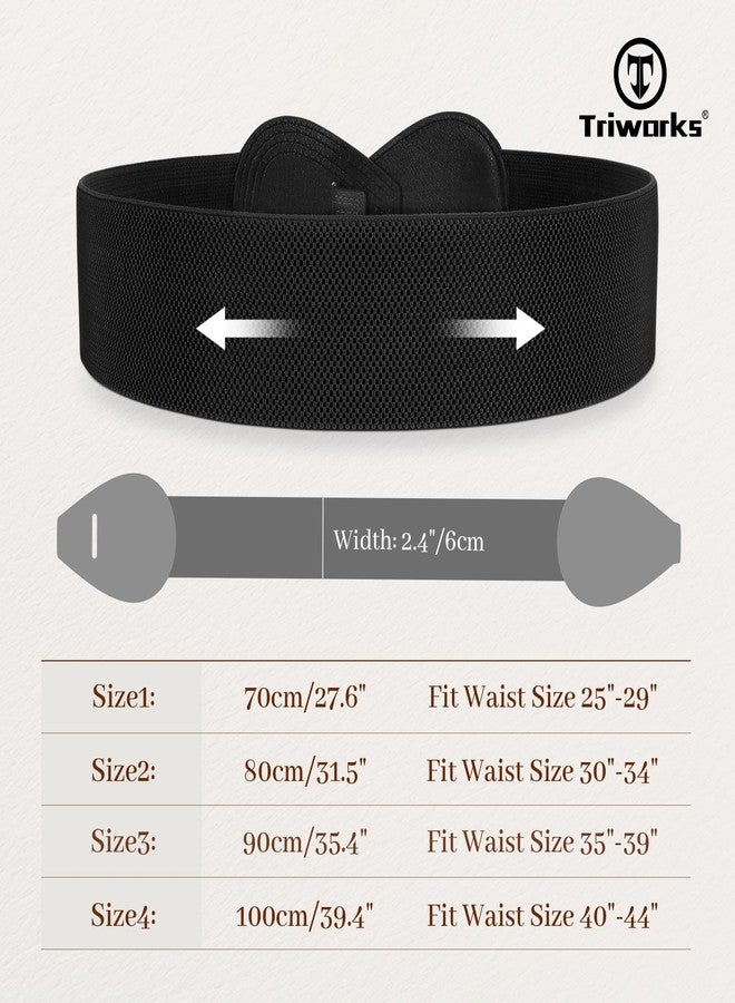 TRIWORKS Vintage Women Wide Elastic Belt Ladies Stretchy Dress Belt Fashion 8-shaped Buckle Coats Waist Belt,Black - Image 4